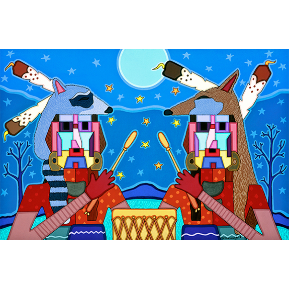 The Coyote and Racoon Sing Print Image
